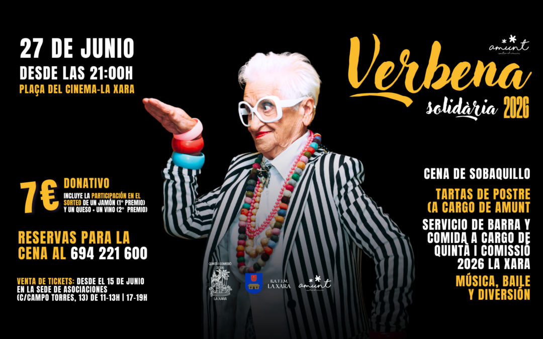 La Verbena Solidaria de Amunt contra el Càncer llenará La Xara de música, cena y solidaridad